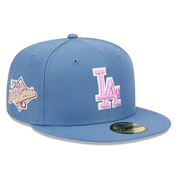 New Era Los Angeles Dodgers Cerrada Azul / Logo Rosa